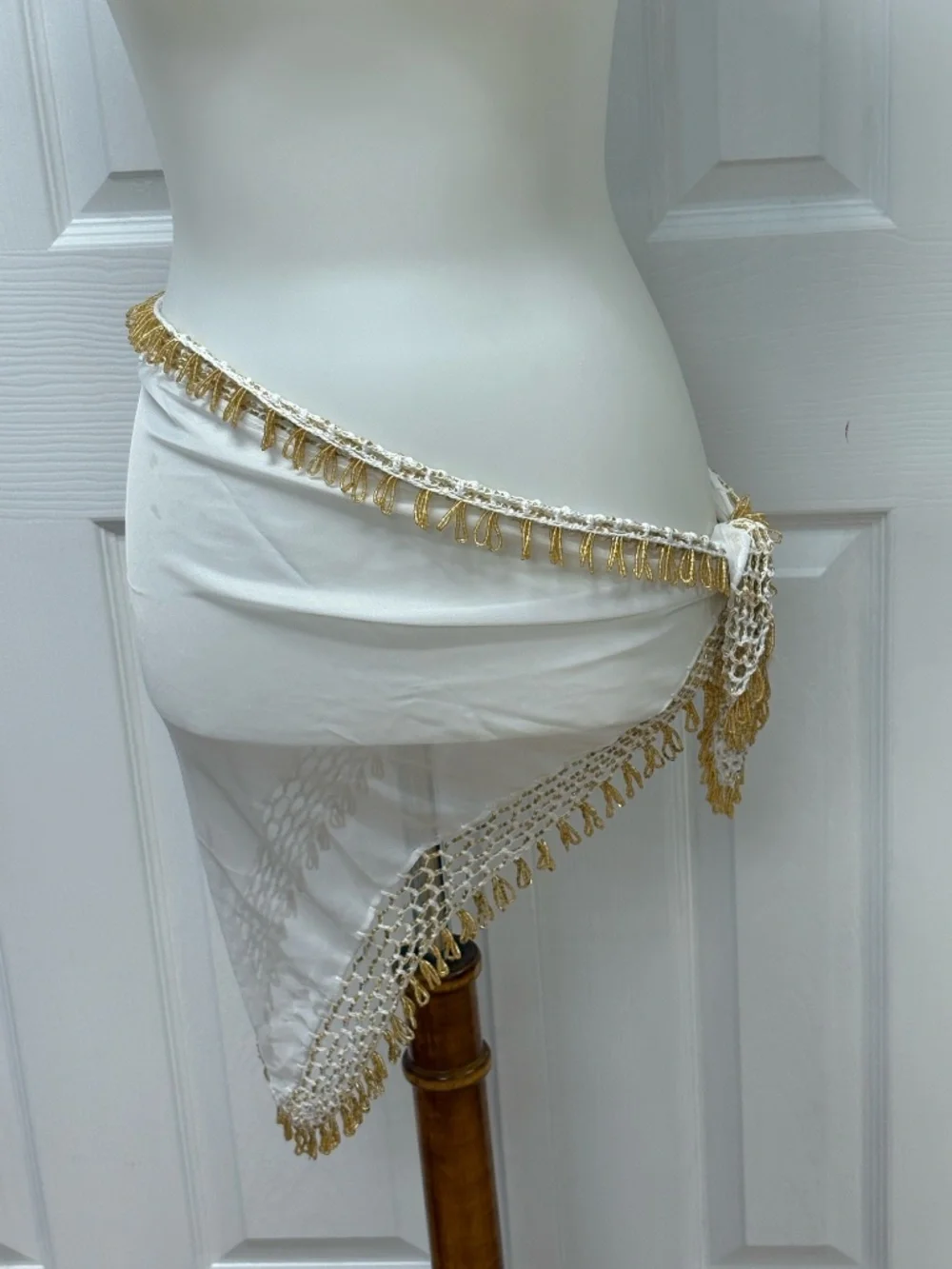 Egyptian Belly Dance Hip Scarf With Gold Bead Trimming - 39